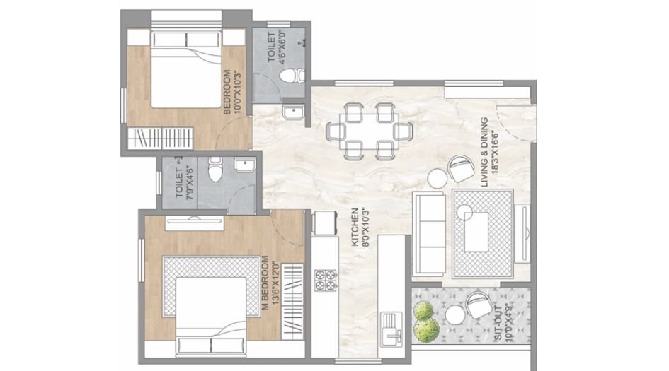 Ranjekar-Tirth-FLoor-Plan-A-Wing-2 BHK-806 Sqtf